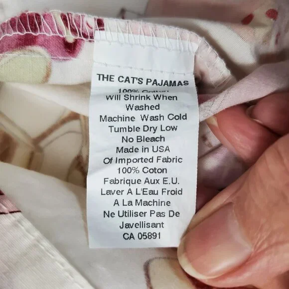 The Cat's Pajamas Novelty Print Top Shoes & Handbags Motif 100% Cotton Size S - Picture 7 of 12